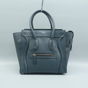 CELINE Luggage Blue Leather Satchel